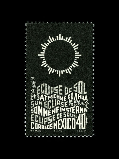 mexico eclipse 1970s stamp
