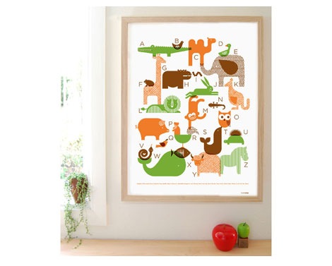 petit collage animal alphabet print