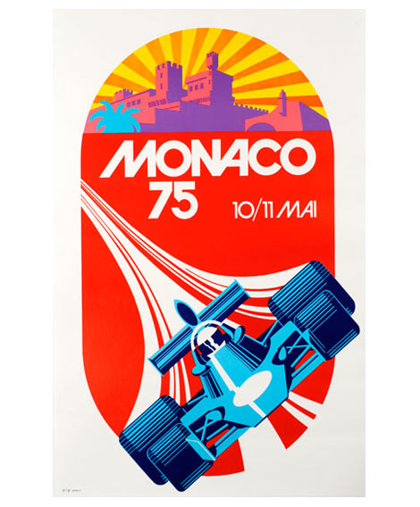 Monaco 75 Grand Prix Auto Poster illustrated by Michael Turner