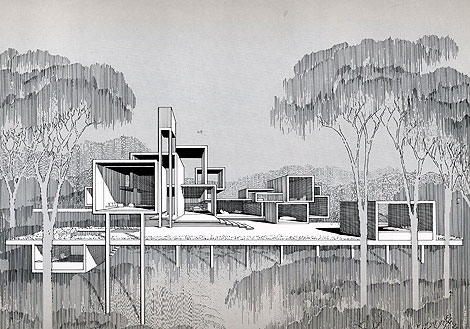 Architectural Design Book on Callahan Residence  Birmingham  Alabama 1965   Rendering By Paul