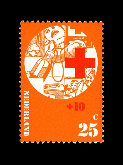 red cross dutch stamp 1970s